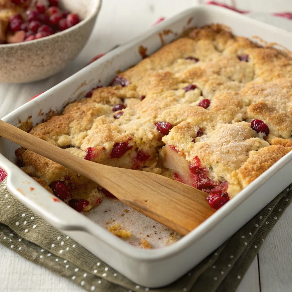 Apple Cranberry Dump Cake: A Simple One-Pan Comfort Dessert 10 Apple Cranberry Dump Cake baking in oven