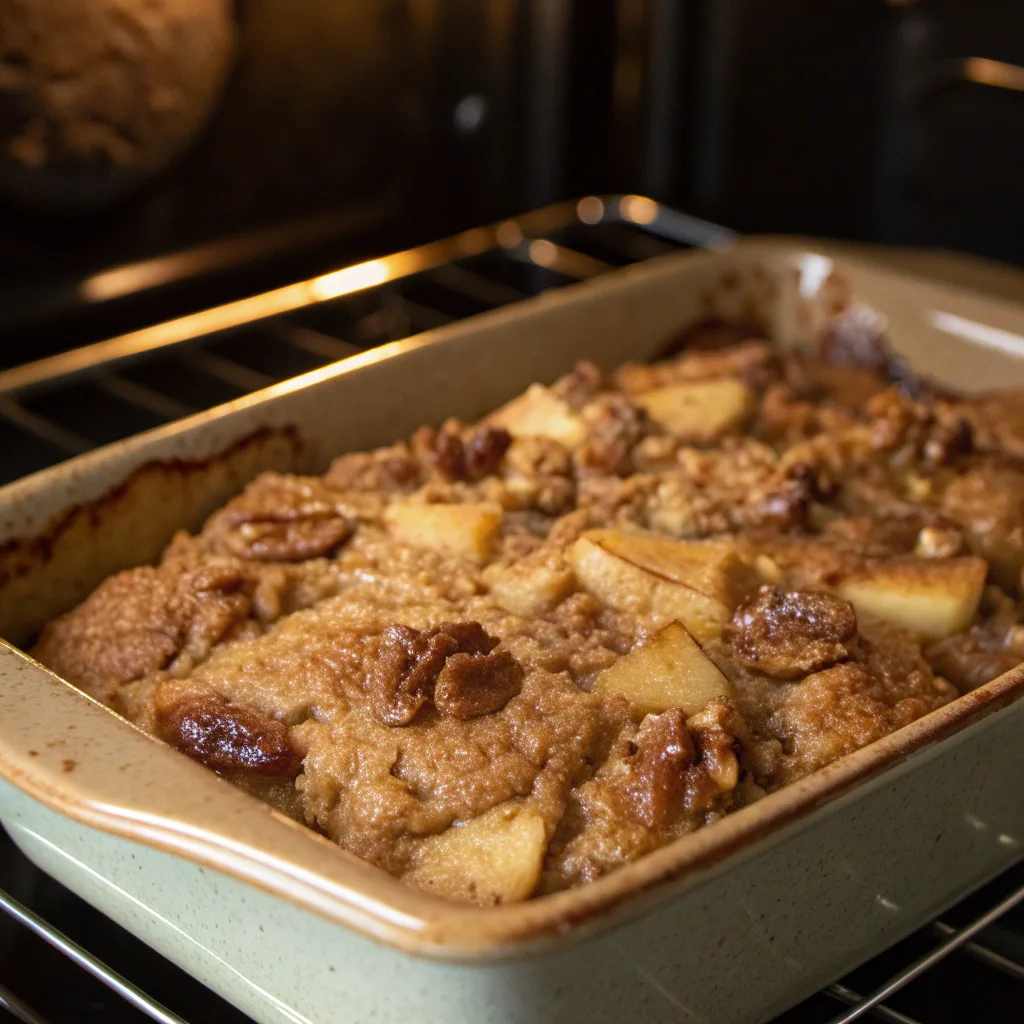 The Best Apple Walnut Dump Cake for Quick and Delicious Treats 10 Baking Apple Walnut Dump Cake in oven