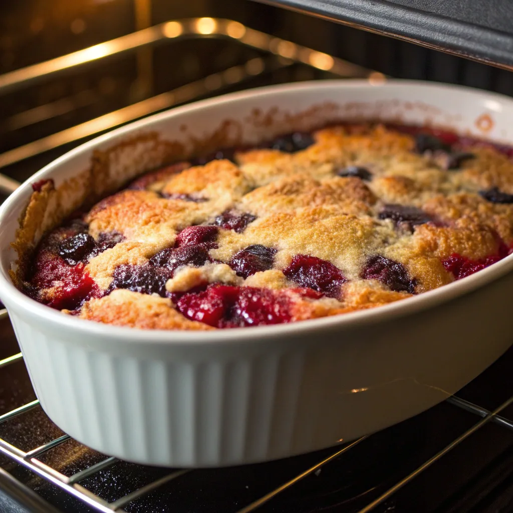 Easy Mixed Berry Dump Cakes Recipe Everyone Will Love 10 Mixed berry dump cake baking in oven
