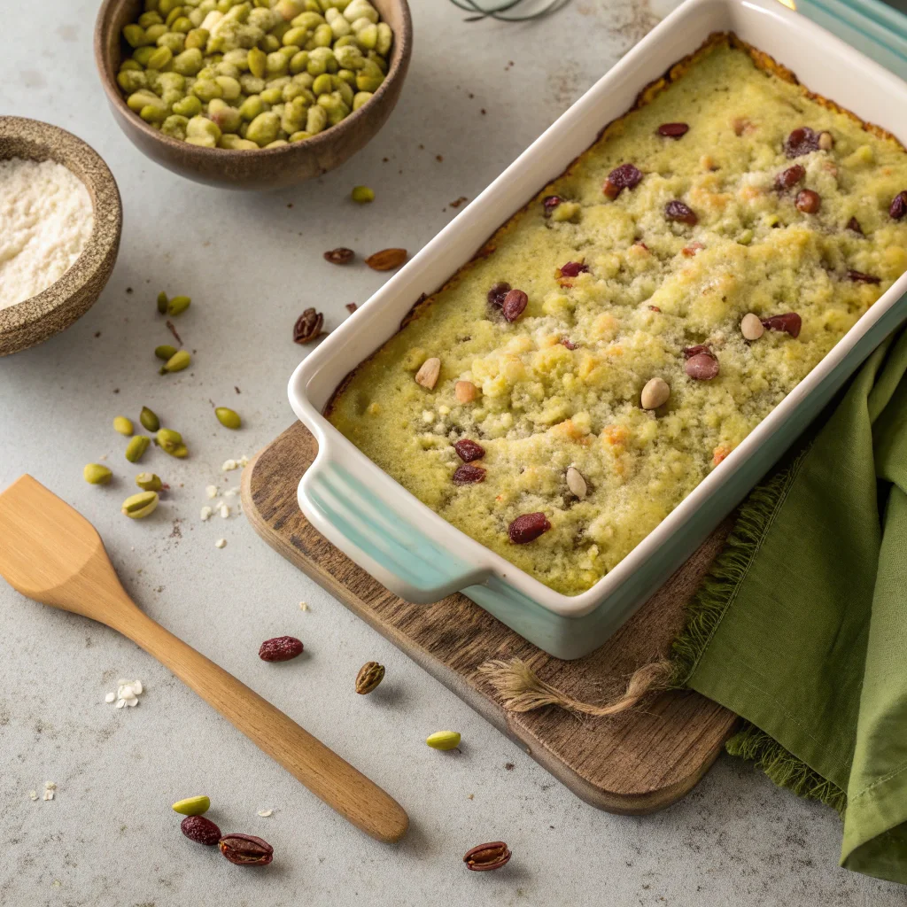 Pistachio Dump Cake with White Chocolate – Easy, Nutty, Creamy Treat 10 Baking Pistachio Dump Cake with White Chocolate