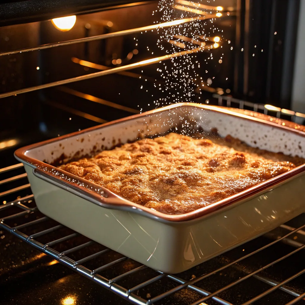 Best Apple Butter Dump Cake – Moist, Spiced, and Quick to Make 10 Apple Butter Dump Cake bubbling in oven