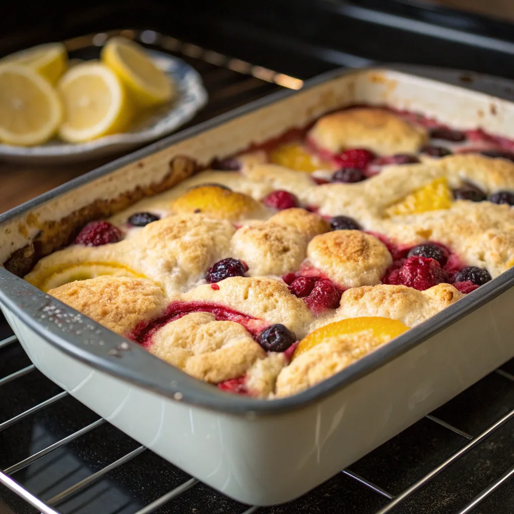 Quick and Tangy Mixed Berry Lemon Dump Cake 10 baking mixed berry lemon dump cake