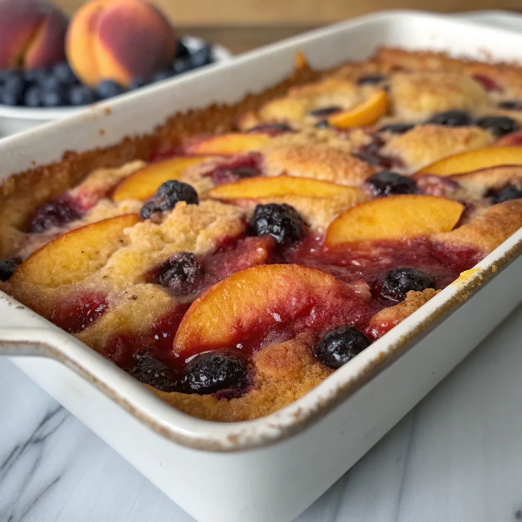 Easy Peach Blueberry Dump Cake – Perfect for Busy Weeknights 10 Baking Peach Blueberry Dump Cake