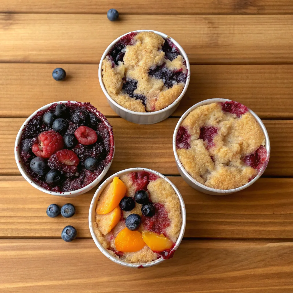 Mini Sugar Cookie Dump Cake Bites with Peach or Apple Variations 10 Four mini sugar cookie dump cake bite variations