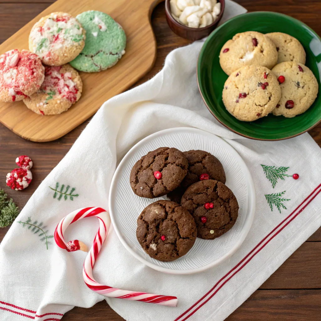 Four variations of peppermint sugar cookie dump cake