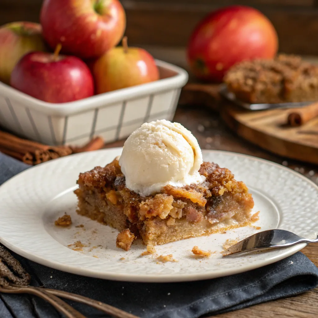 apple-based dump cake served hot