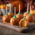 Halloween pumpkin cake pop close-up