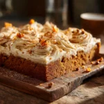 Graveyard Pumpkin Latte Sheet Cake for Chilling Halloween Parties 12 Halloween pumpkin latte sheet cake served on rustic board