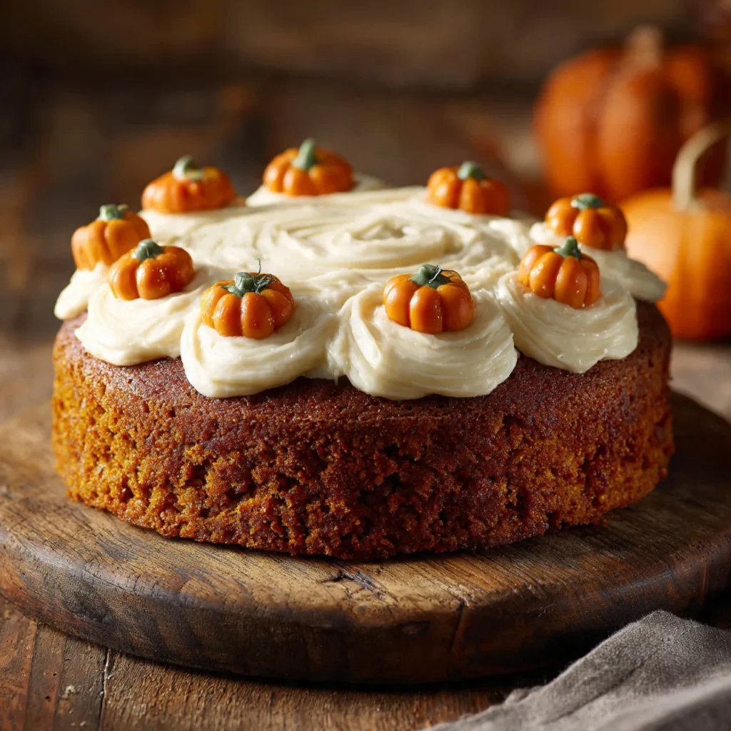 Halloween pumpkin spice cake slice with frosting