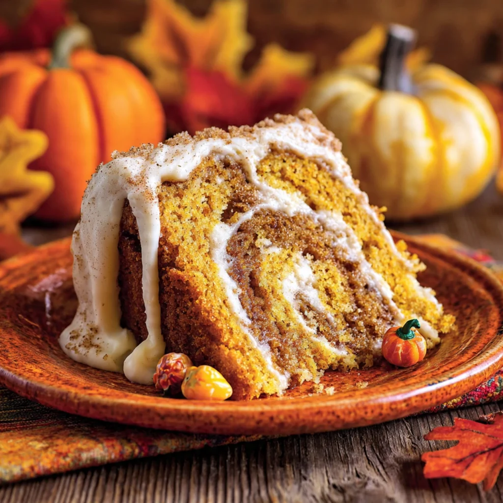 Halloween pumpkin snickerdoodle cake slice with cinnamon-sugar