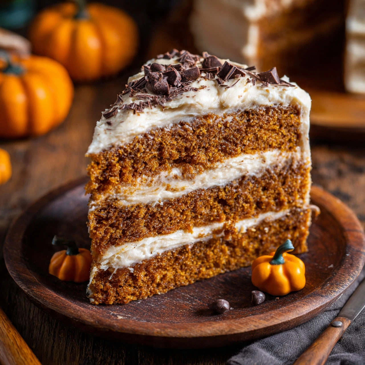 Halloween Pumpkin Spice Latte Cake – A Cozy Fall Favorite 8 Halloween Pumpkin Spice Latte Cake slice with coffee frosting