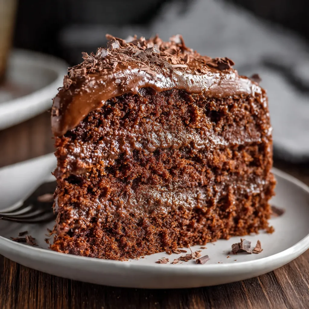 Slice of amazing mocha cake with frosting