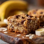 Close-up of energizing banana oatmeal bars