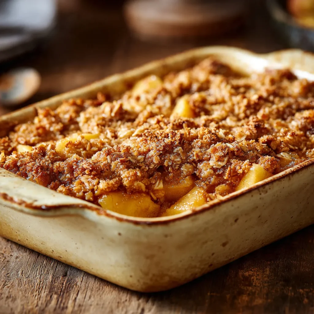 Classic apple oat dump cake served hot