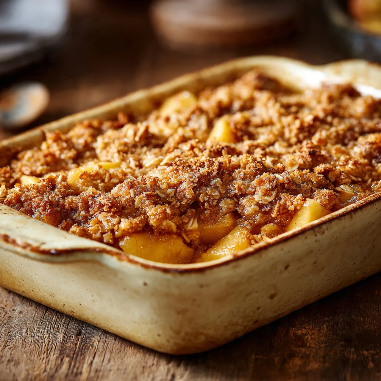 Classic apple oat dump cake served hot