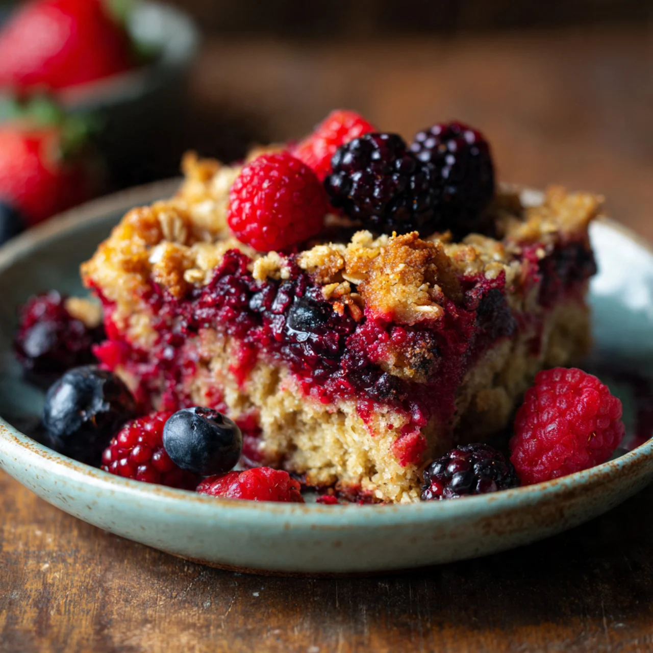 Blood-Red Berry Quinoa Tombstones – Halloween Mixed Berry Quinoa Dump Cake 8 Mixed berry quinoa dump cake served hot
