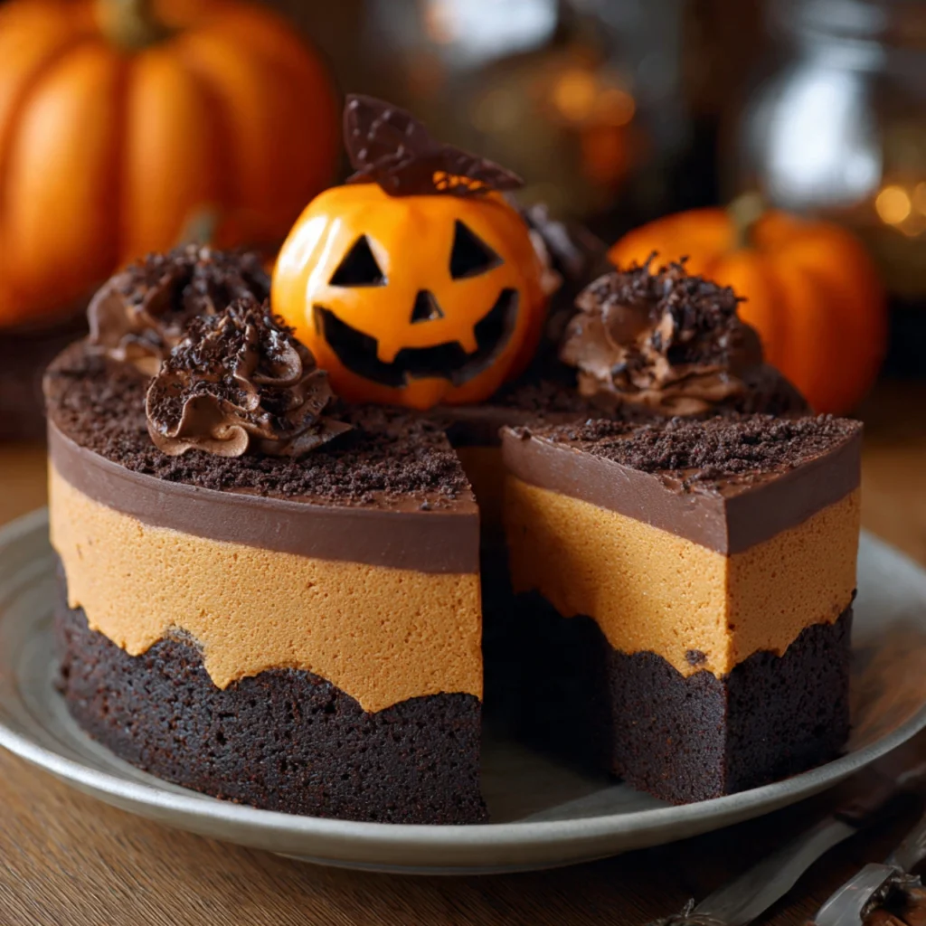 Halloween Pumpkin Mousse Cake.