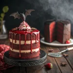 Halloween Vampire Blood Cake with vampire cake topper