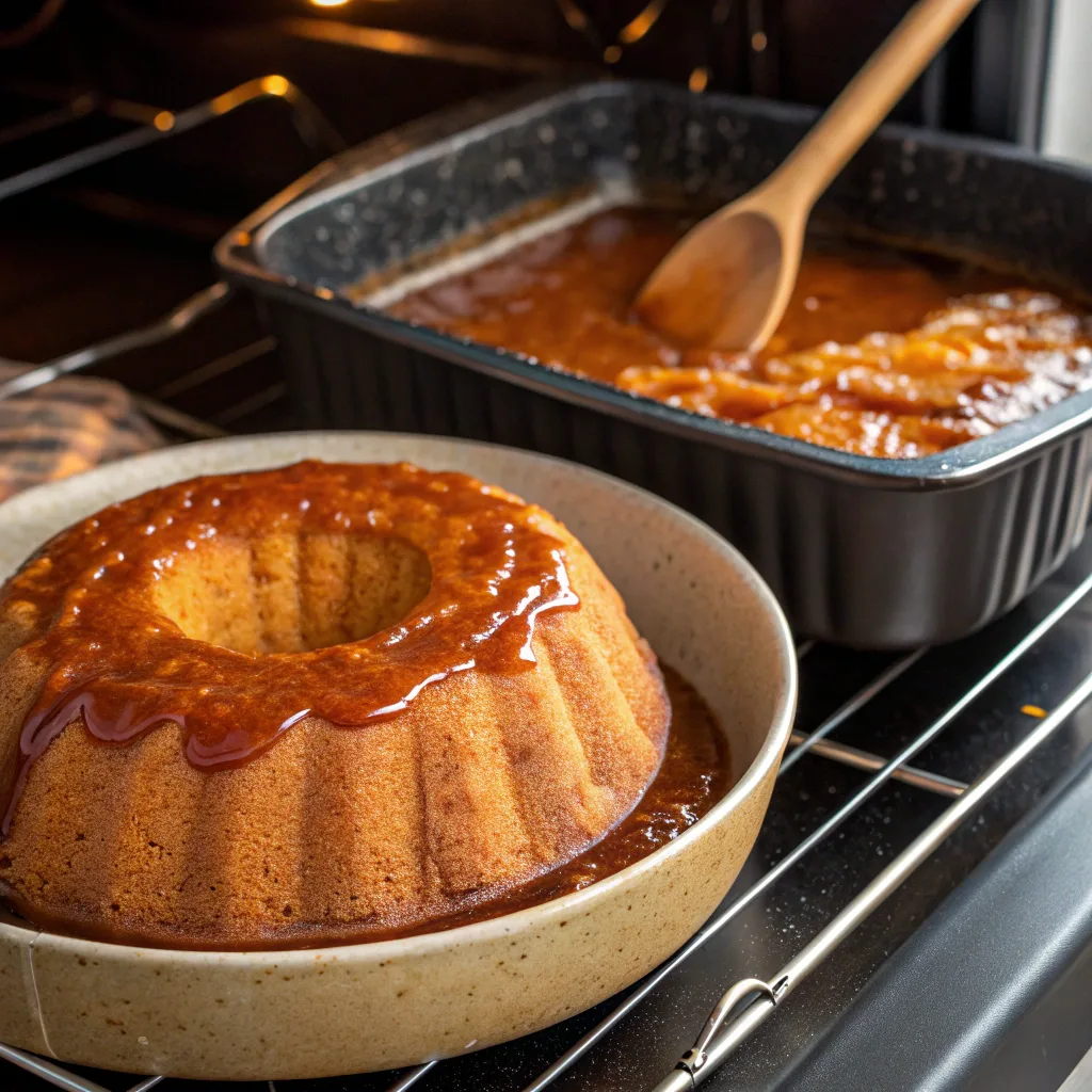 How to Make Caramel Pumpkin with Pumpkin Caramel Sauce 10 Baking caramel pumpkin cake in the oven
