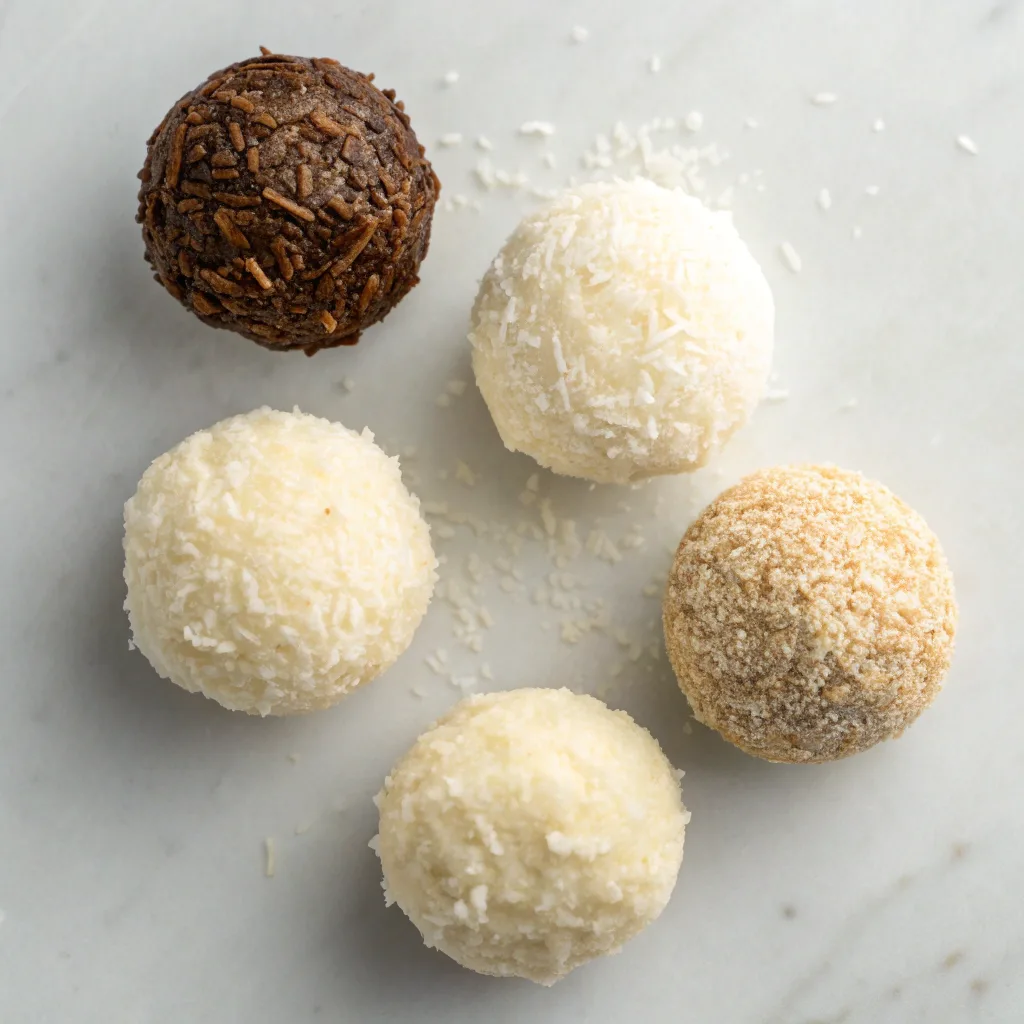 Four variations of coconut cream balls