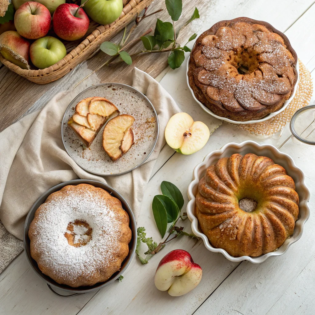 Four fresh apple cake variations