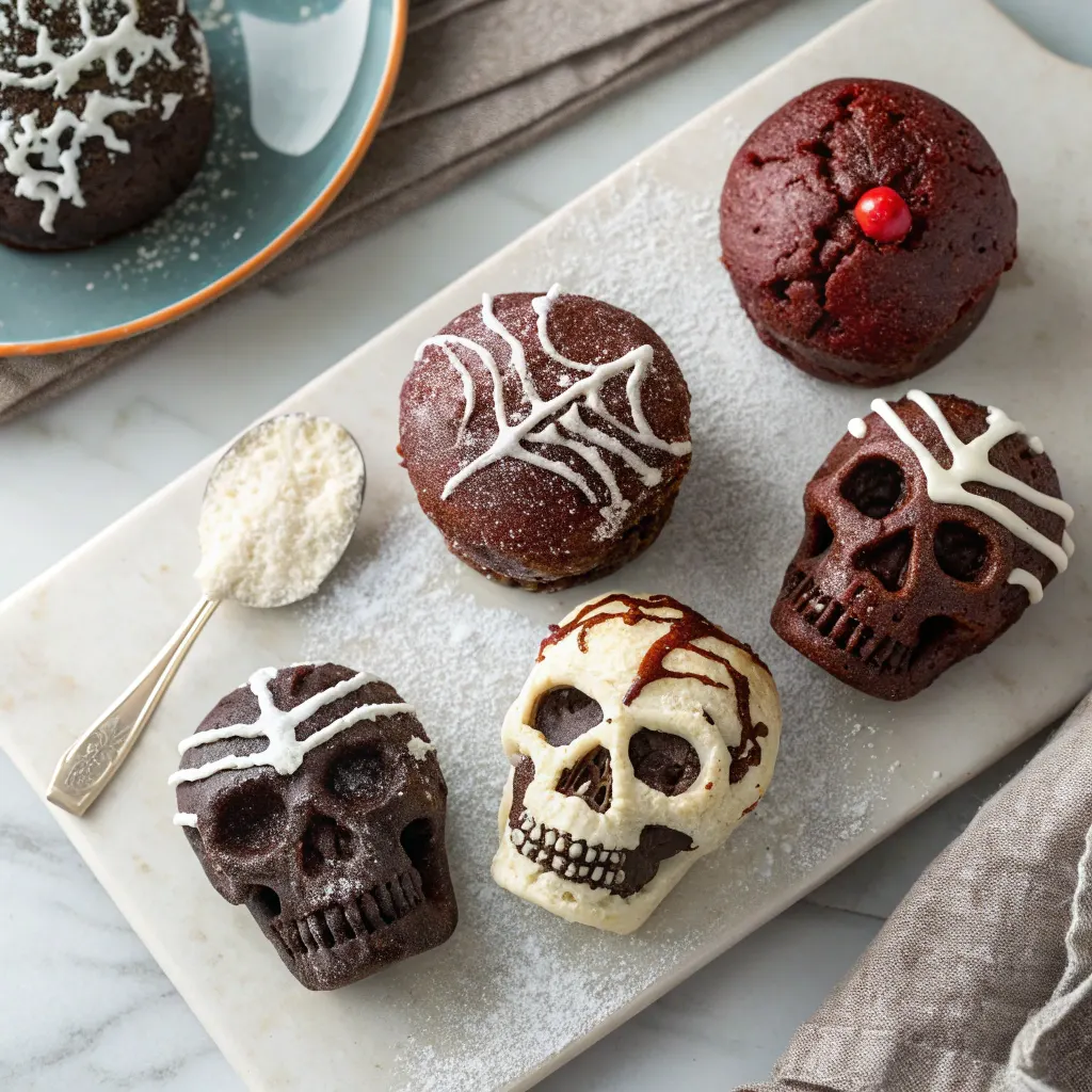 Molten Skull Lava Cake – Spooky Halloween Dessert Delight 11 Variations of mini skull lava cakes