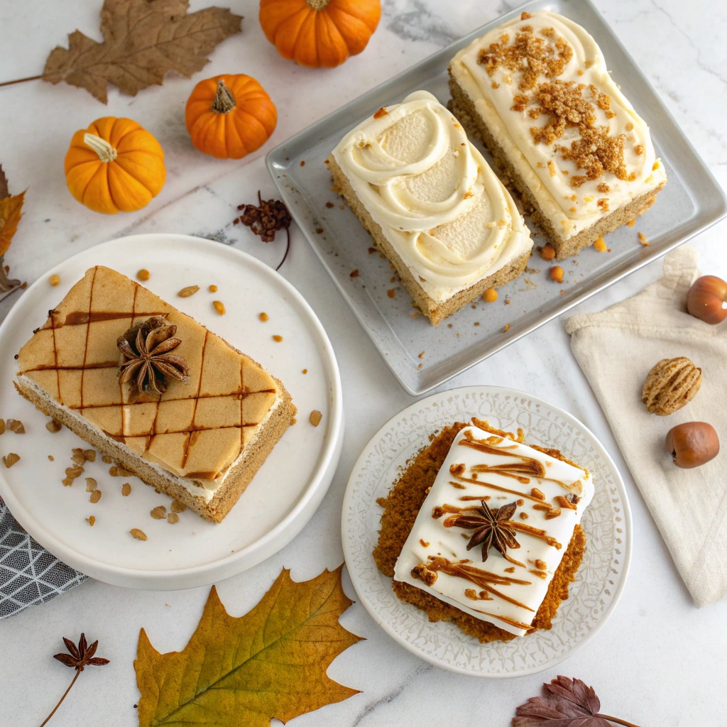 Four pumpkin caramel cake variations