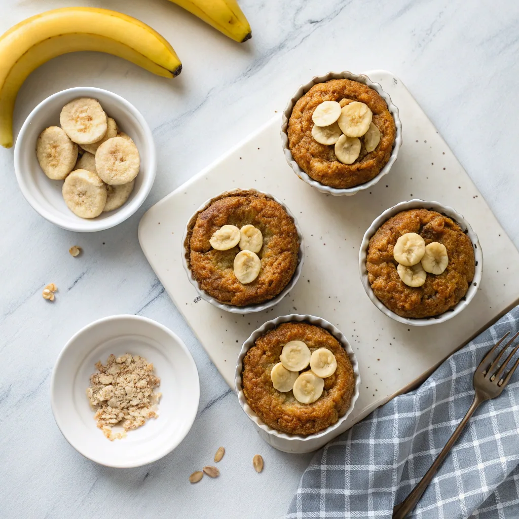 Four variations of banana oatmeal cake