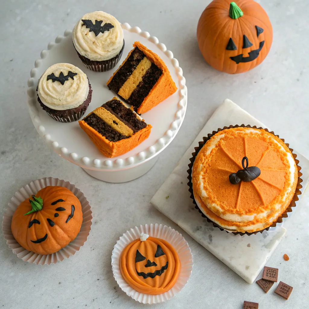 Variations of haunted pumpkin layer cake
