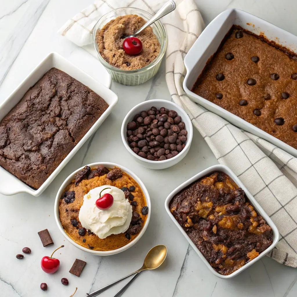 Chocolate chip gingerbread dump cake variations