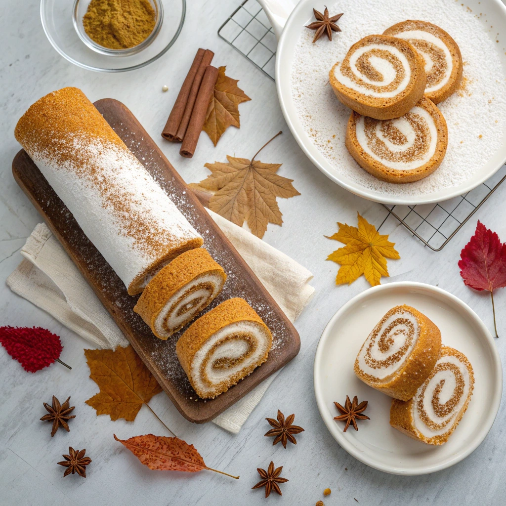 Gothic Pumpkin Spice Roll Cake for Haunted Autumn Evenings 11 Four pumpkin roll cake variations for Halloween