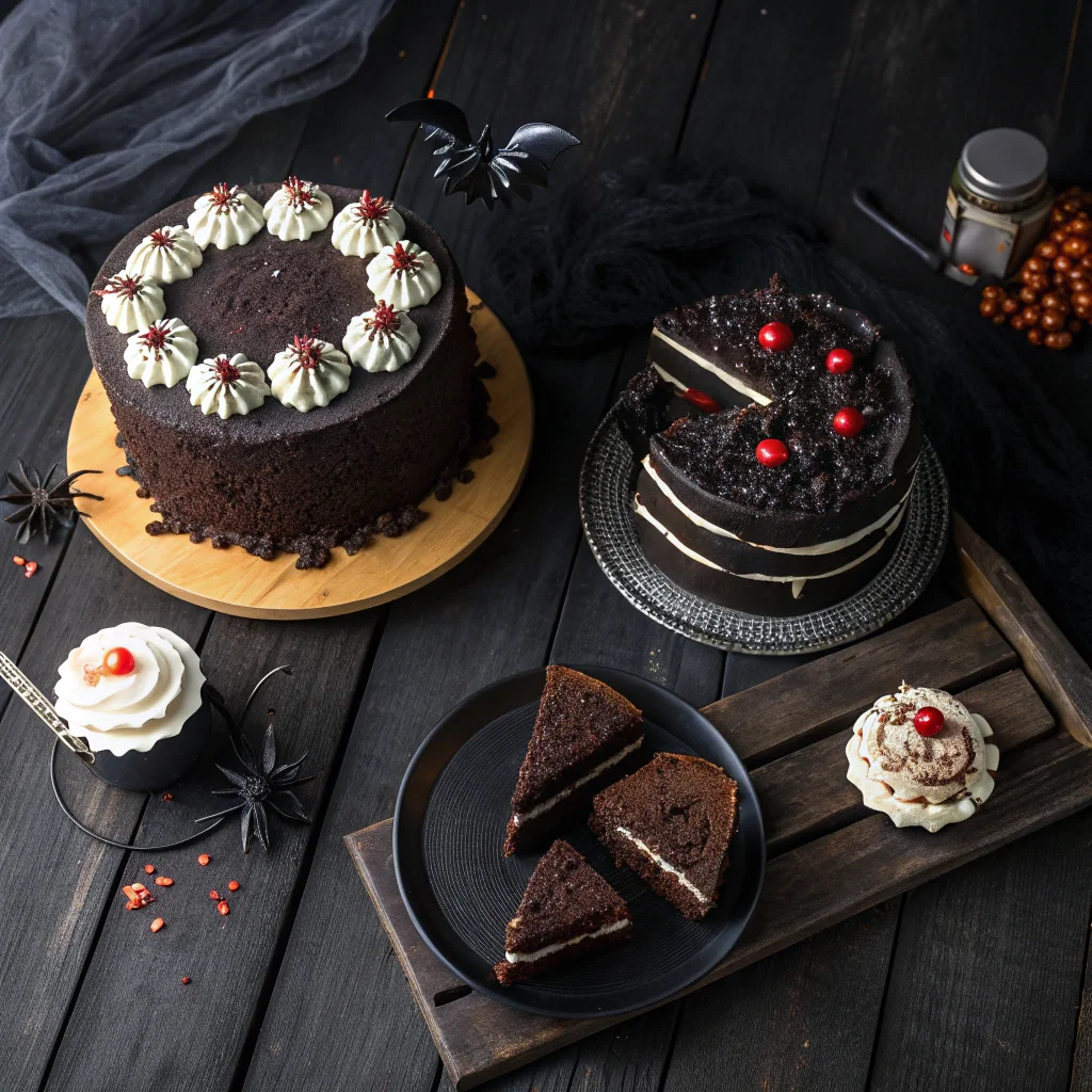 Variations of Halloween Midnight Black Forest Cake