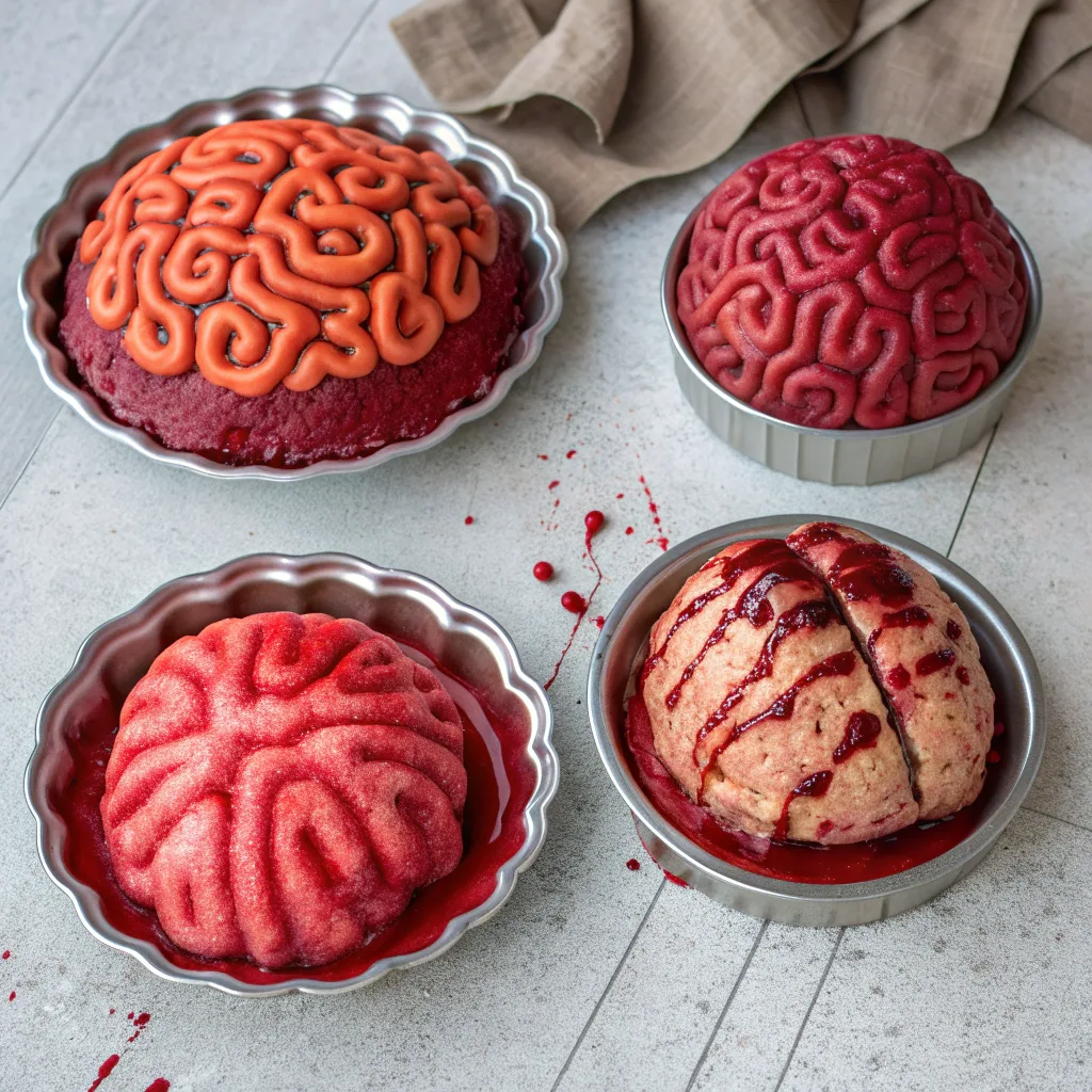 Halloween Red Velvet Brain Cake variations
