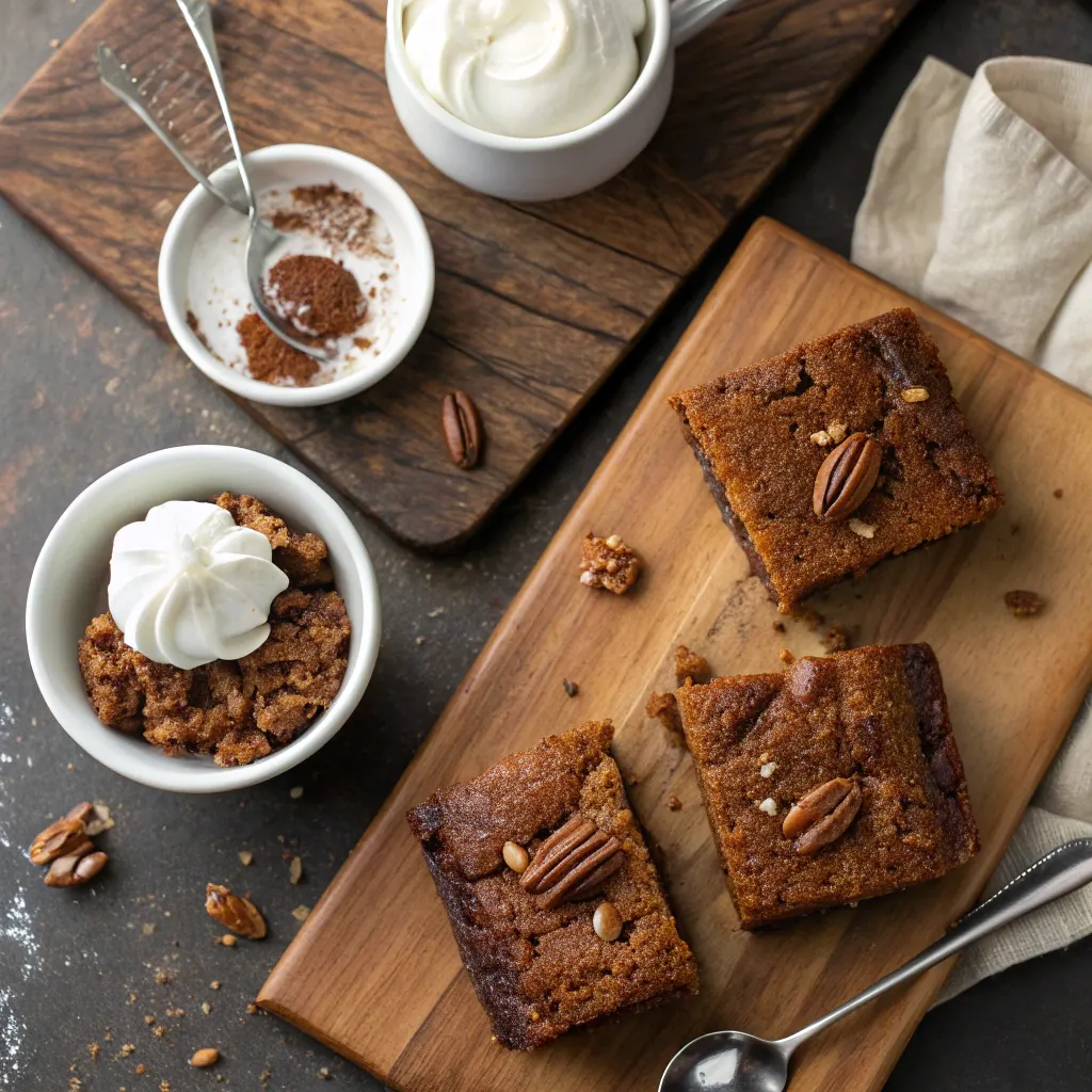 Three variations of molasses gingerbread dump cake