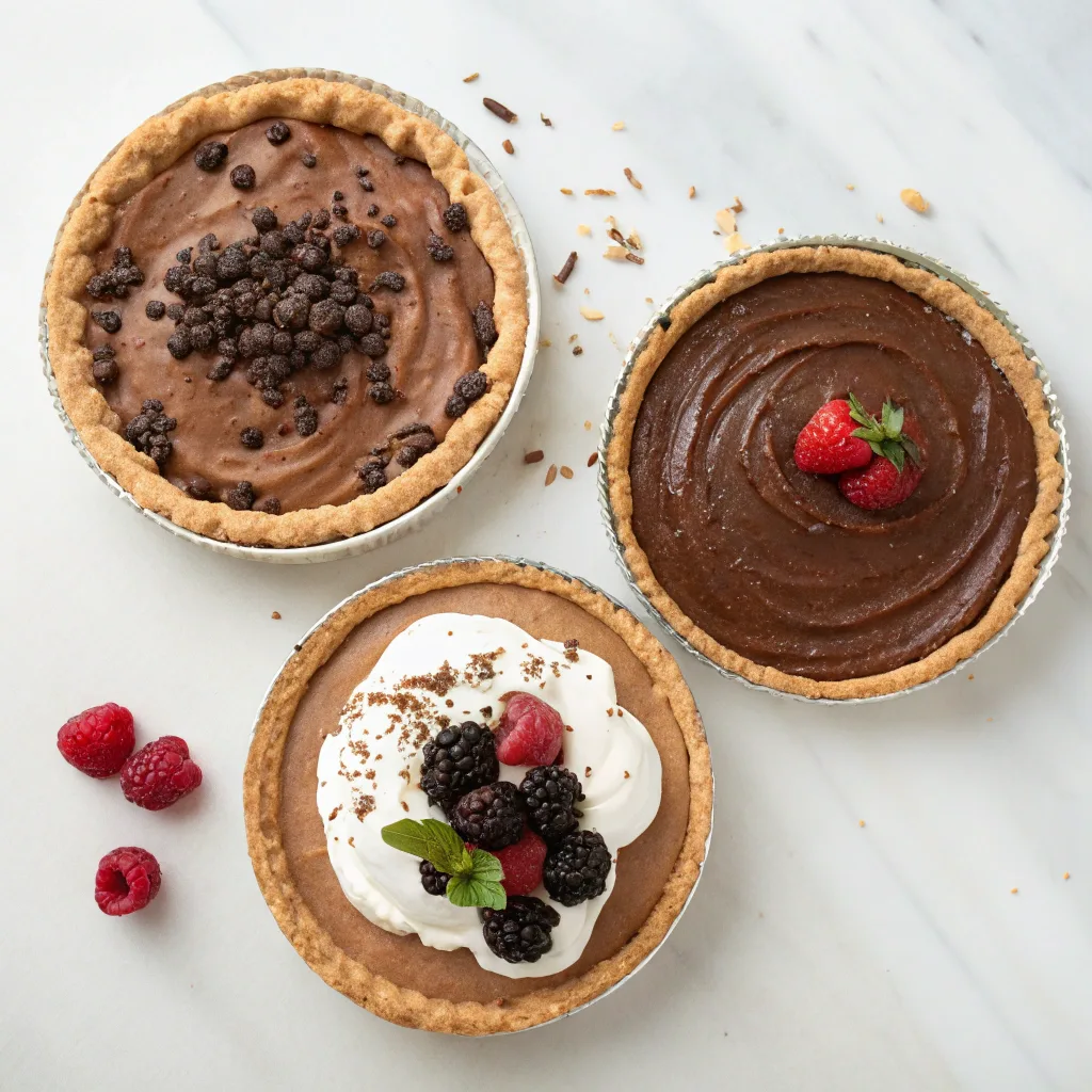 Sky-High Chocolate Mousse Pie – Chocolate Lovers’ Dream Dessert 11 Three variations of chocolate mousse pie