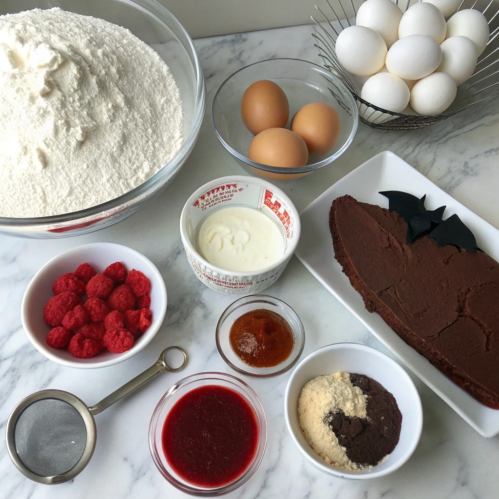 Ingredients for Halloween Vampire Blood Cake