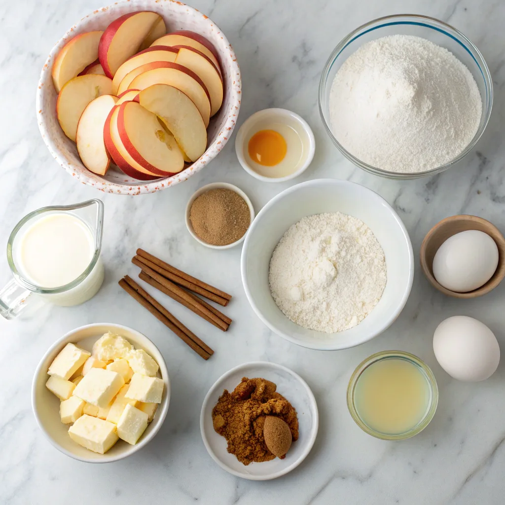 Ingredients for apple cinnamon pancakes