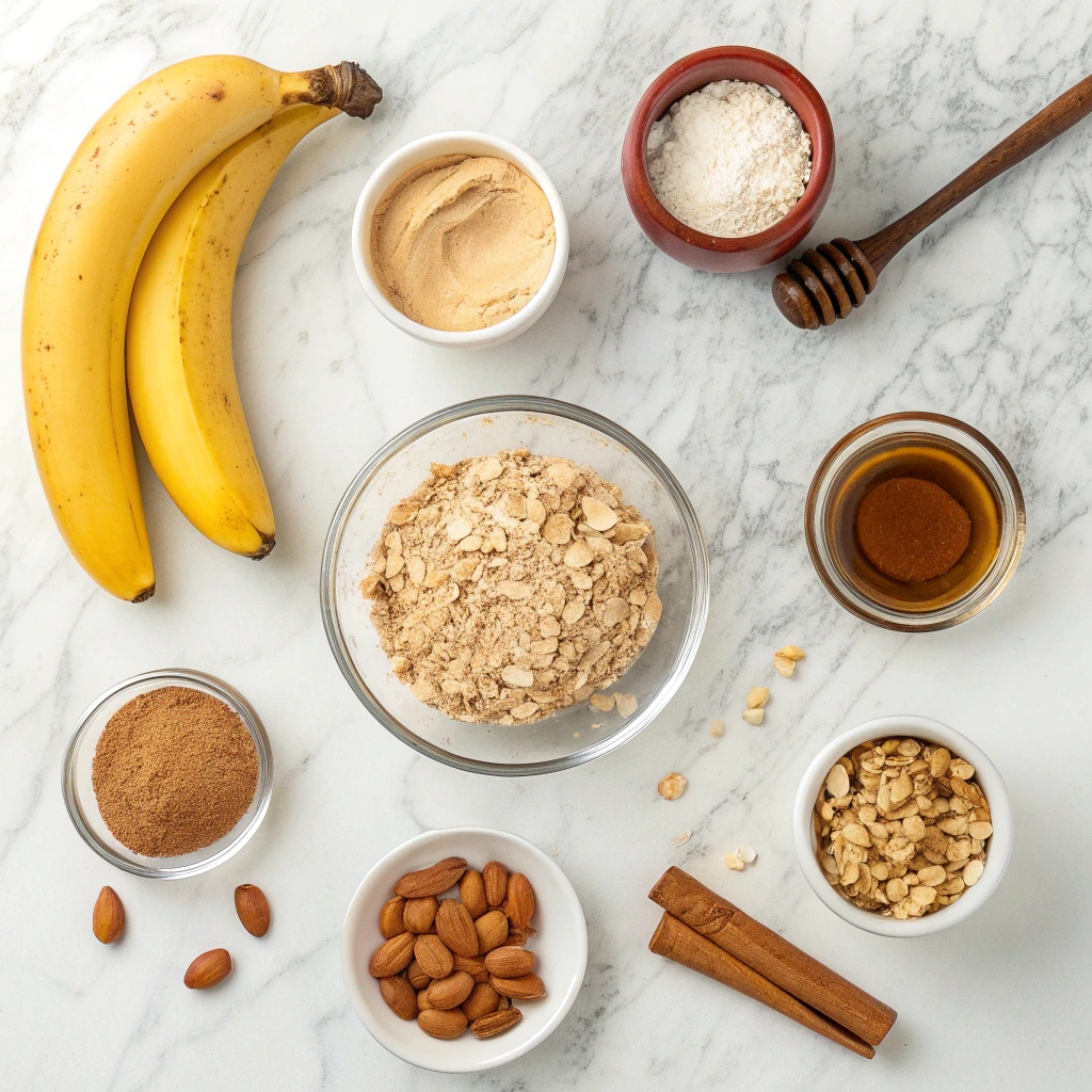 Ingredients for banana oatmeal bars