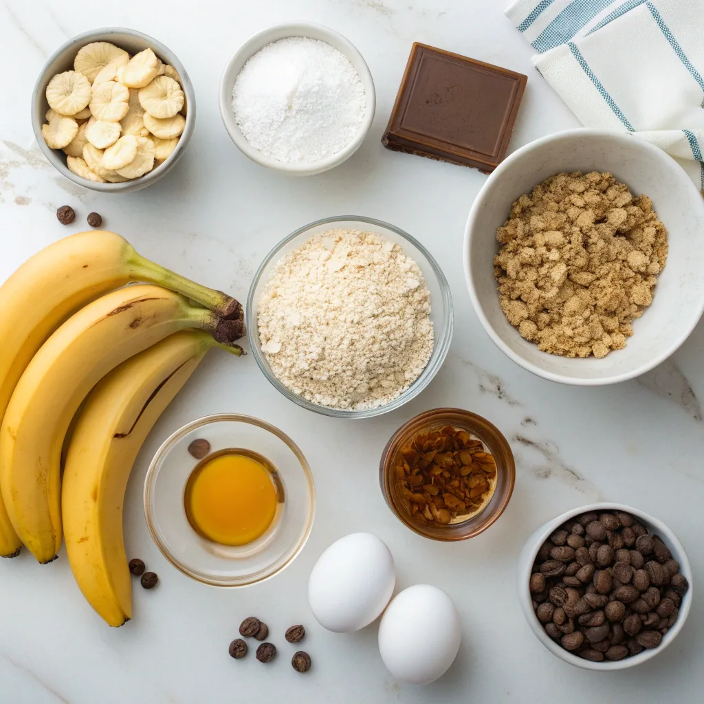 Ingredients for banana oatmeal dump cake