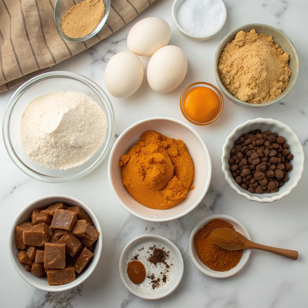 Ingredients for chewy pumpkin cookies