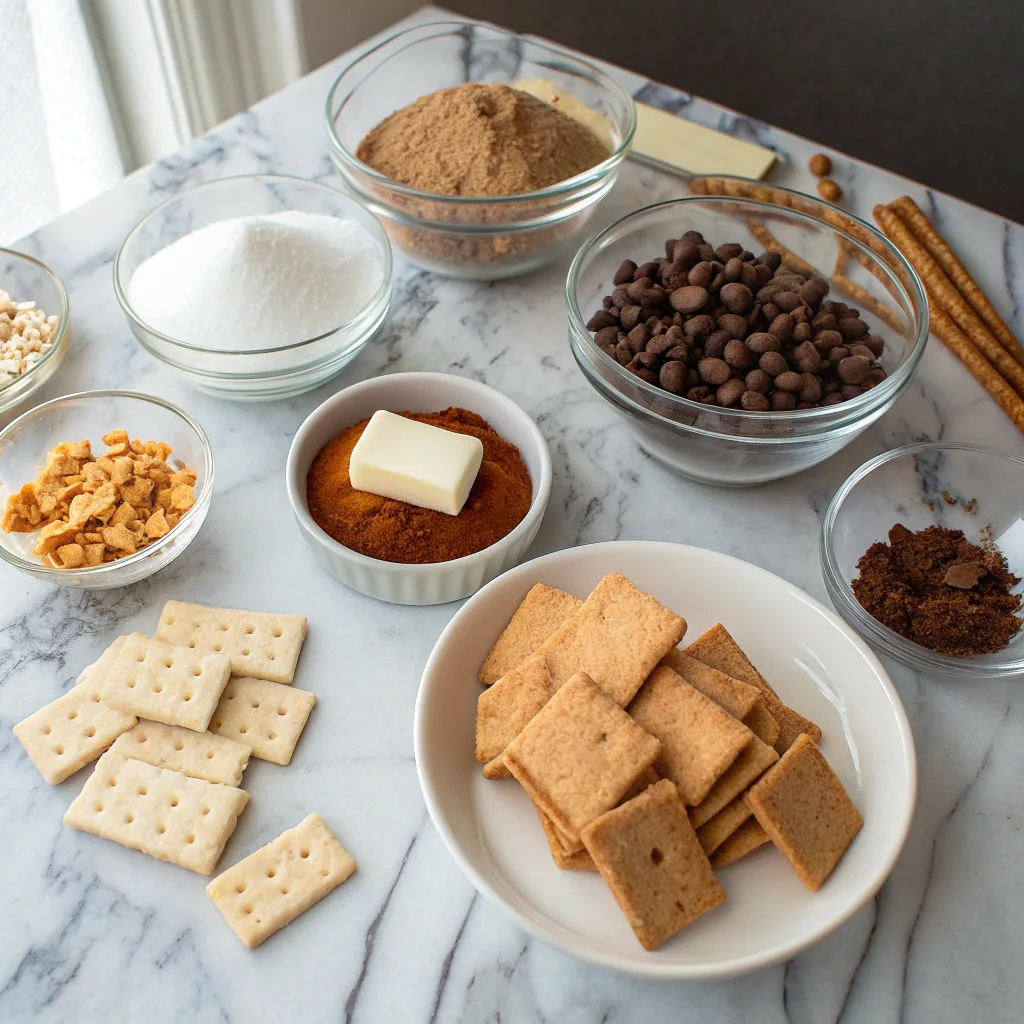 Churro saltine toffee ingredients laid out