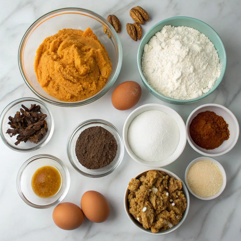 Ingredients for coconut pumpkin bread
