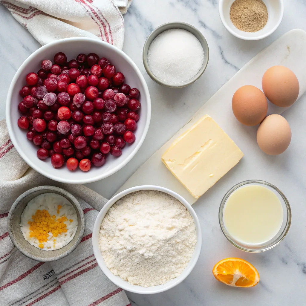 Ingredients for cranberry custard pie