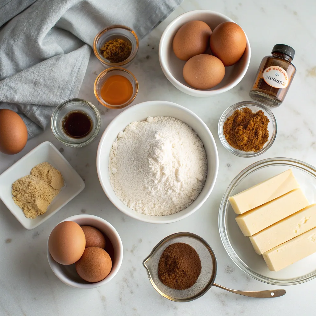 Ingredients for gingerbread cake