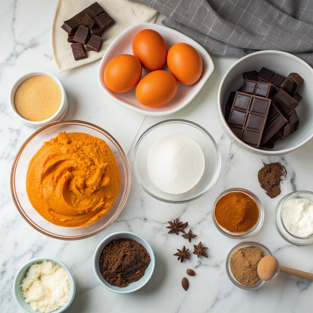 Ingredients for Halloween pumpkin mousse cake