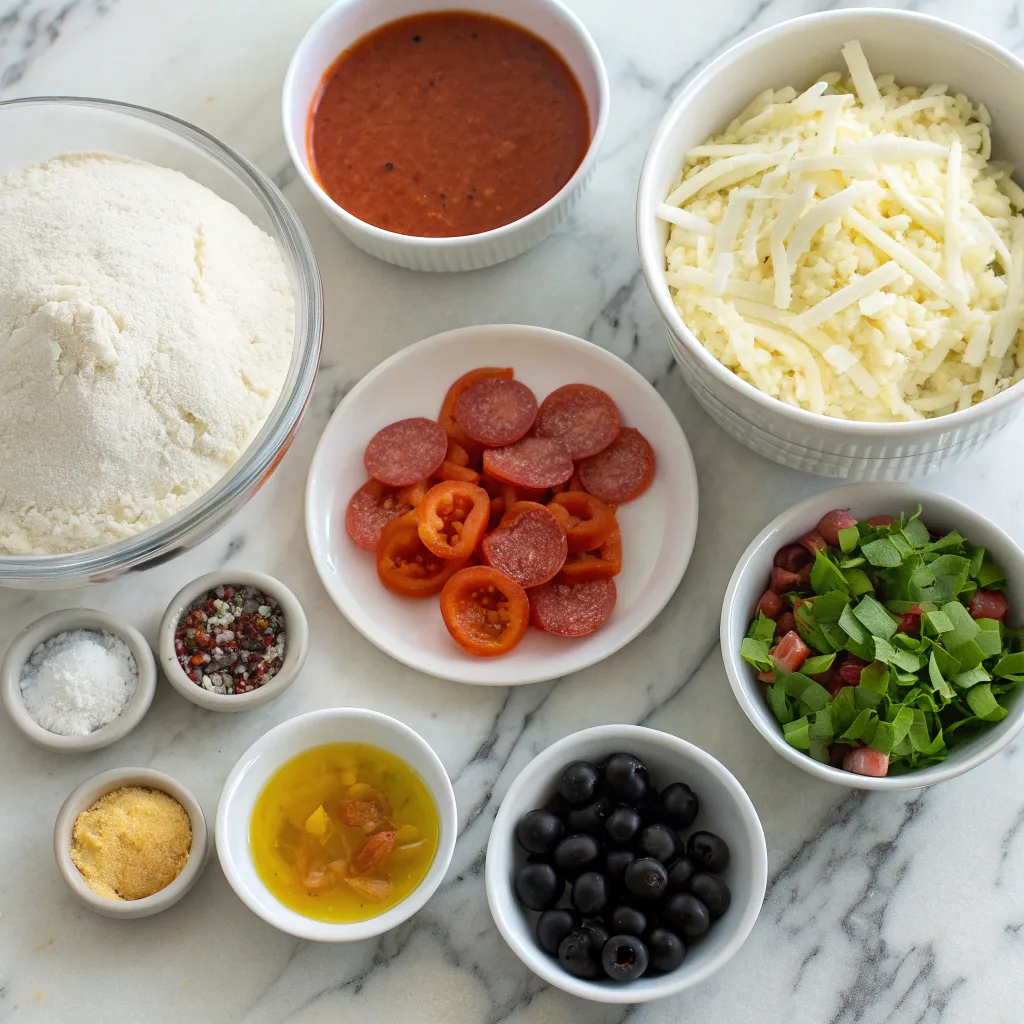 Ingredients for mini skull pizzas