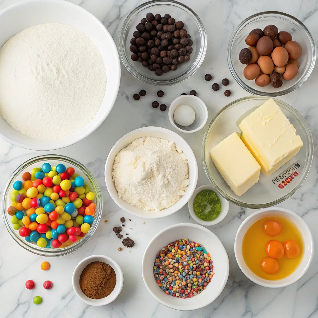 Ingredients for Monster Mash Cupcake Cake