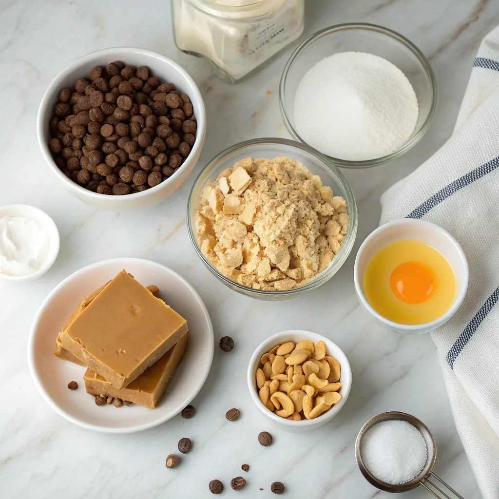 Ingredients for peanut butter chocolate dump cake