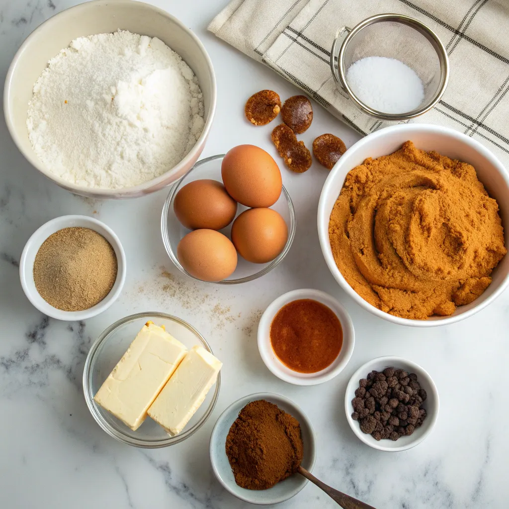 Ingredients for pumpkin spice latte cake