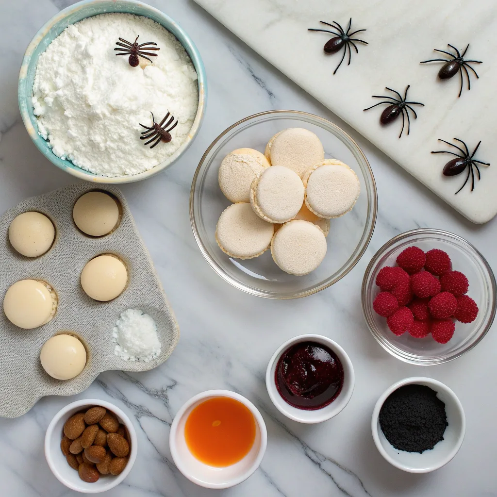 Ingredients for Spooktacular Spider Macarons